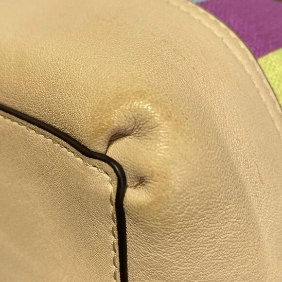 COACH - Beige Light Brown Multi Canvas Leather Handbag - Picture 5 of 10